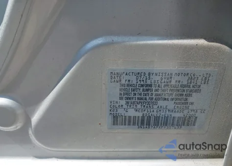 2015 Nissan Sentra S from USA, damaged, VIN 3N1AB7APXFY307633